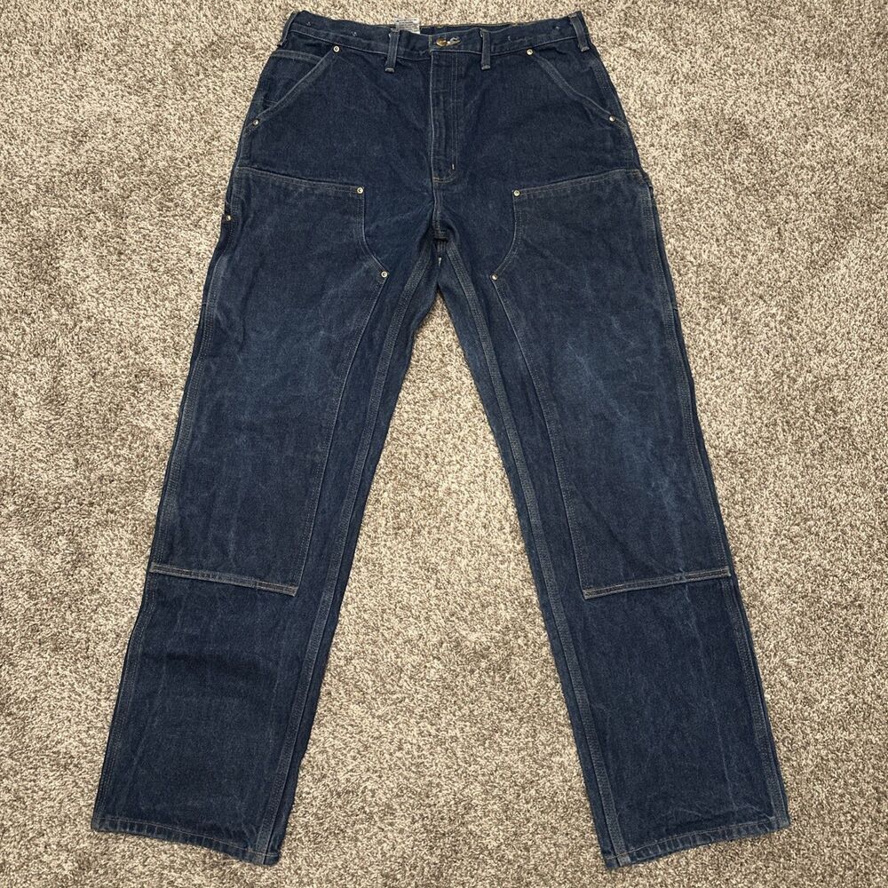 Vintage Carhartt B07DNM Double Knee Carpenter Blue Jeans Men’s 36x34 Workwear